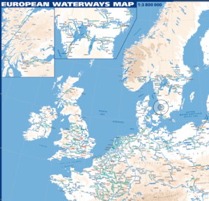 European Waterways map extract